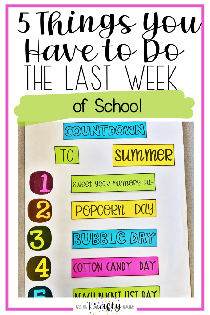 End of the Year Activities Pin Anchor Chart