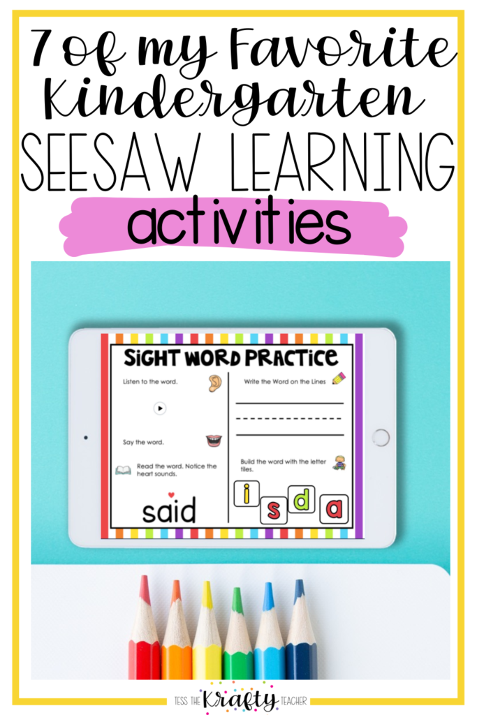 seesaw activities for kindergarten pin