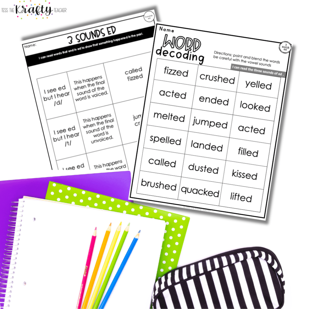 teaching the 3 sounds of suffix ed