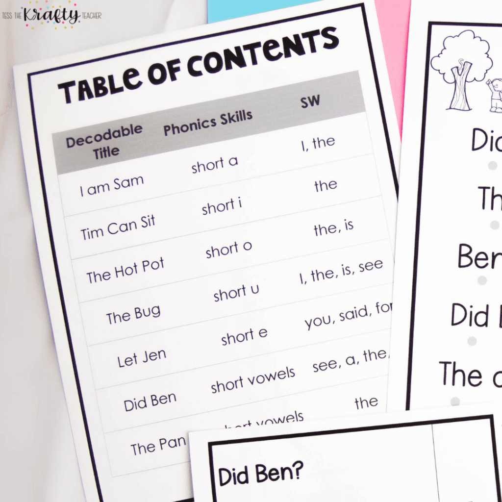 decodable reader routine table of contents